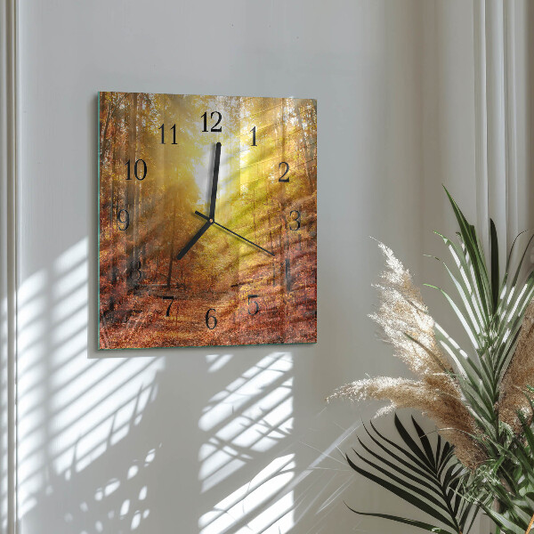 Wanduhr aus glas Herbstwald