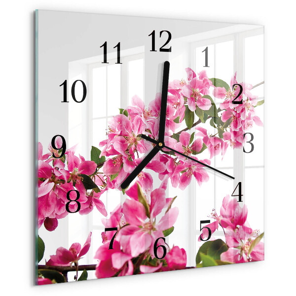 Wanduhr aus glas Blumen