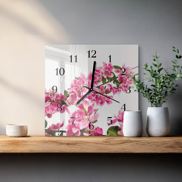 Wanduhr aus glas Blumen