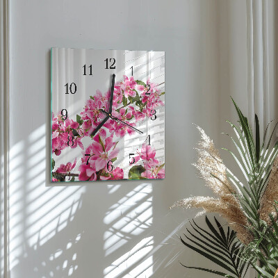 Wanduhr aus glas Blumen