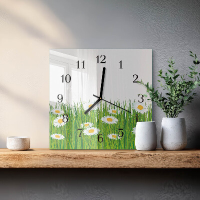 Wanduhr aus glas Gänseblümchen