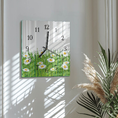 Wanduhr aus glas Gänseblümchen