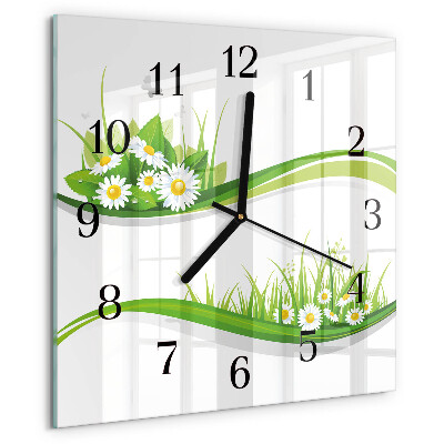 Wanduhr aus glas Gänseblümchen