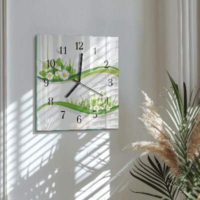 Wanduhr aus glas Gänseblümchen