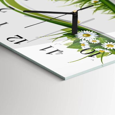 Wanduhr aus glas Gänseblümchen