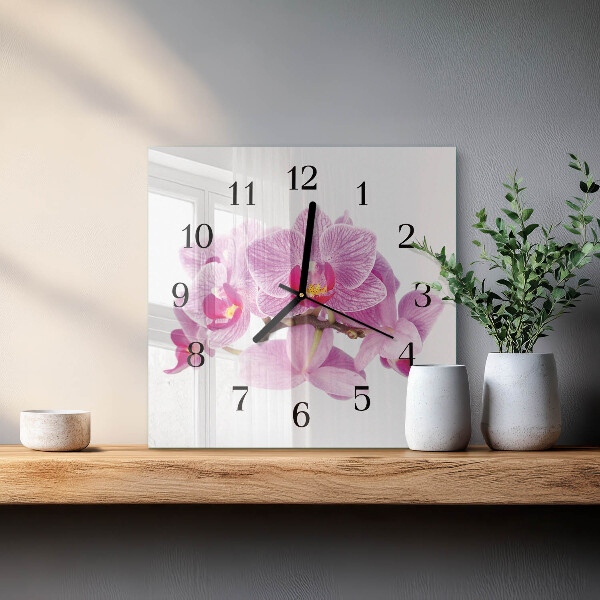 Wanduhr aus glas Orchideen