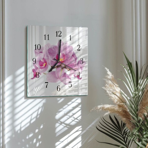 Wanduhr aus glas Orchideen