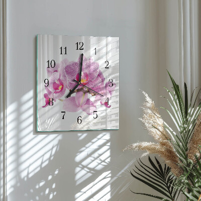Wanduhr aus glas Orchideen