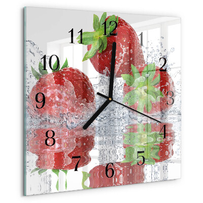Wanduhr aus glas Erdbeeren