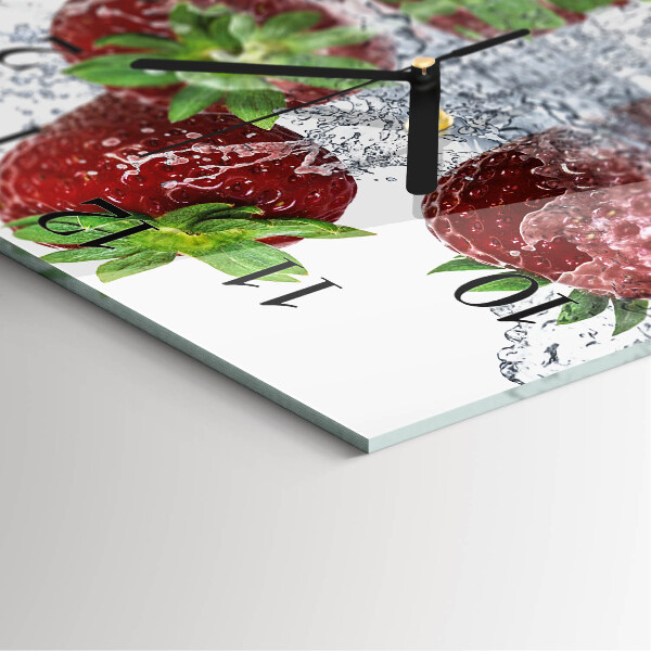 Wanduhr aus glas Erdbeeren