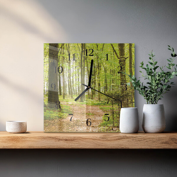 Wanduhr aus glas Wald