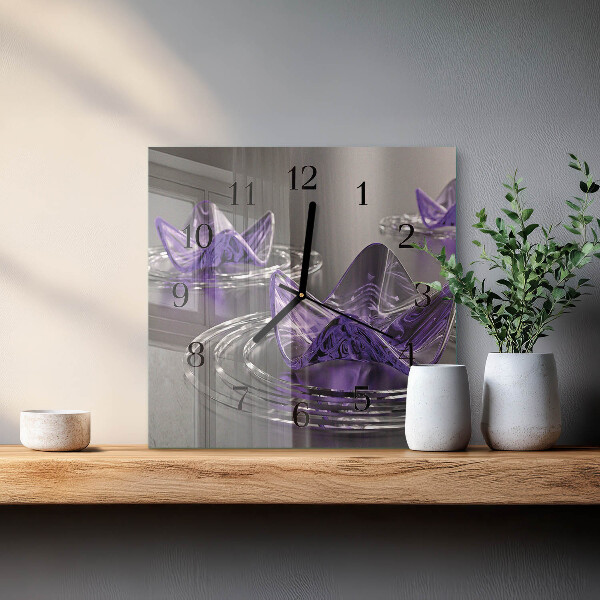 Wanduhr aus glas Glasblumen