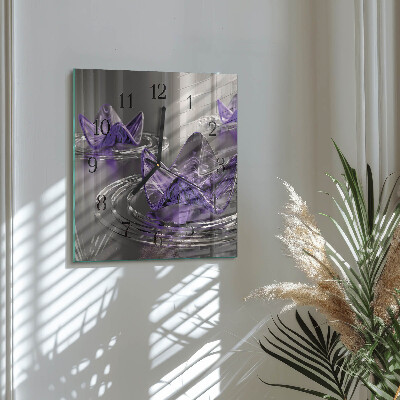 Wanduhr aus glas Glasblumen