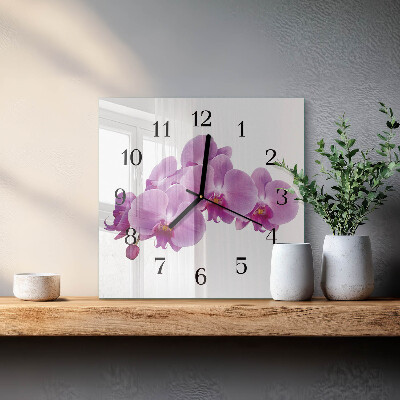 Wanduhr aus glas Orchidee