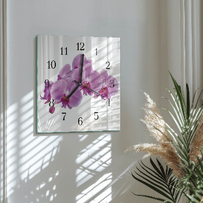 Wanduhr aus glas Orchidee