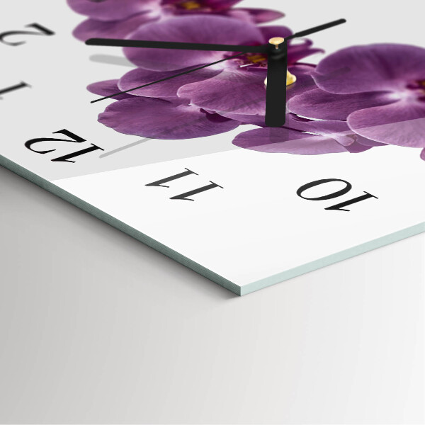 Wanduhr aus glas Orchidee