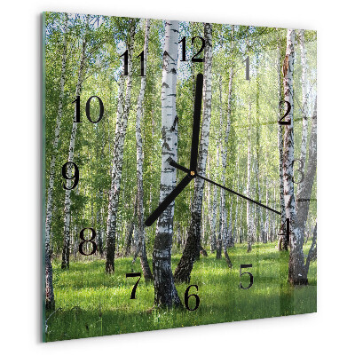 Wanduhr aus glas Birkenwald