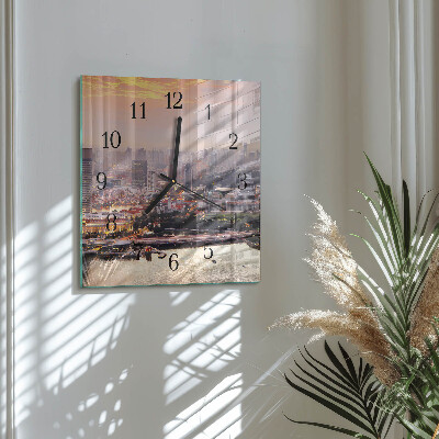 Wanduhr aus glas Stadt