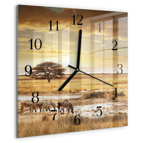 Wanduhr aus glas Zebras