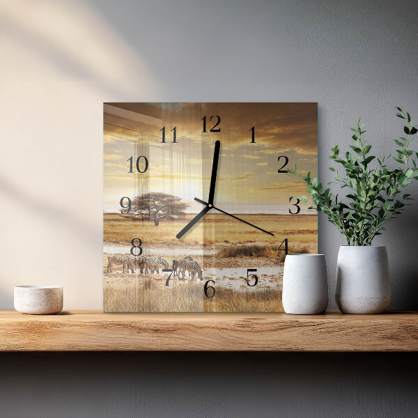 Wanduhr aus glas Zebras
