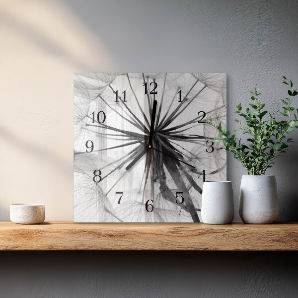 Wanduhr aus glas Löwenzahn