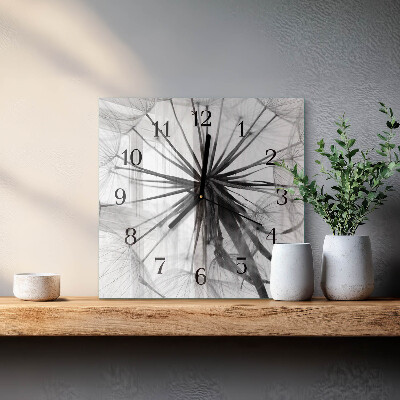 Wanduhr aus glas Löwenzahn