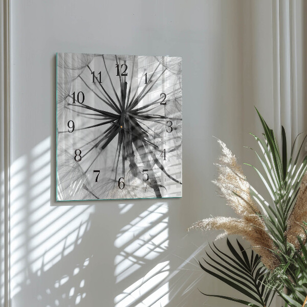 Wanduhr aus glas Löwenzahn