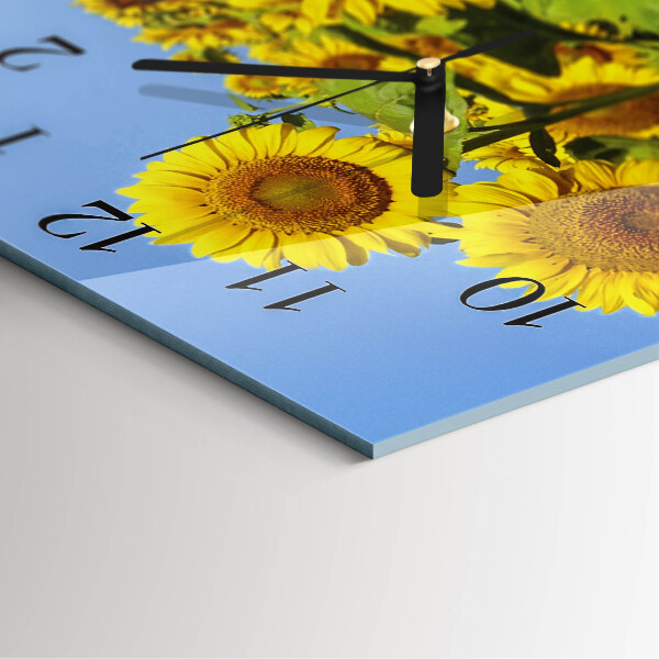 Wanduhr aus glas Sonnenblumen