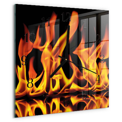 Wanduhr aus glas Feuer