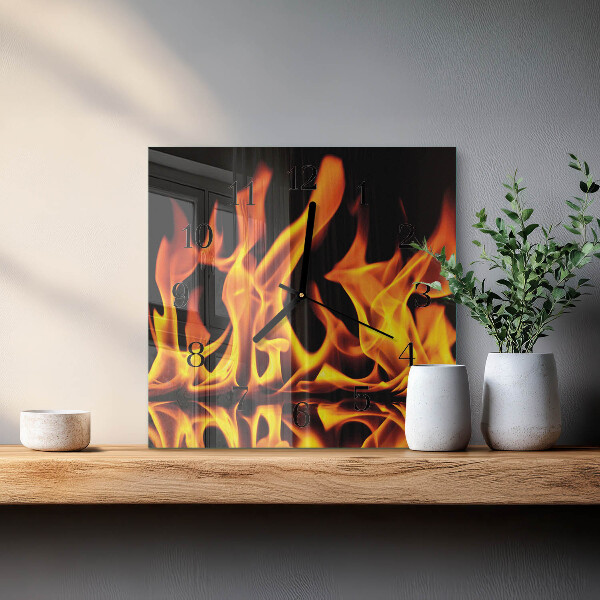 Wanduhr aus glas Feuer
