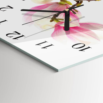 Wanduhr aus glas Magnolienblüte