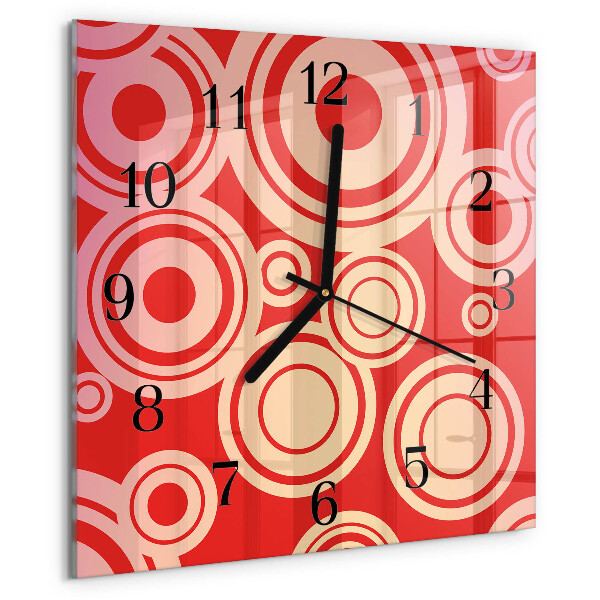Wanduhr aus glas Rote Kreise