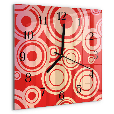 Wanduhr aus glas Rote Kreise