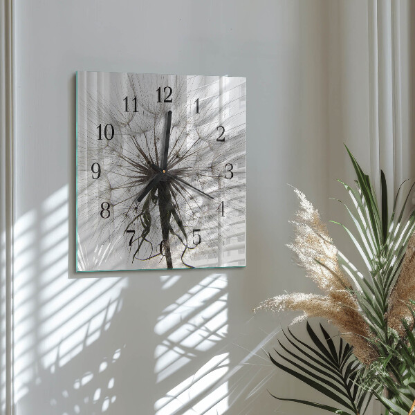 Wanduhr aus glas Löwenzahn