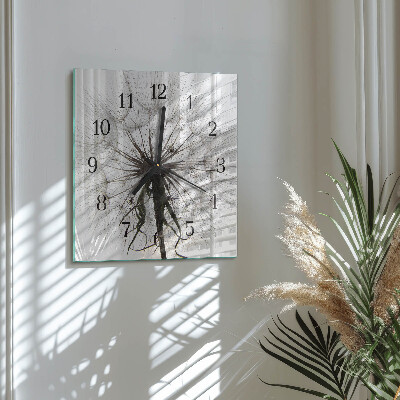 Wanduhr aus glas Löwenzahn