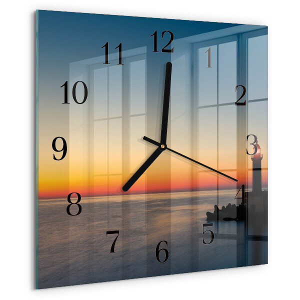 Wanduhr aus glas Leuchtturm Meer
