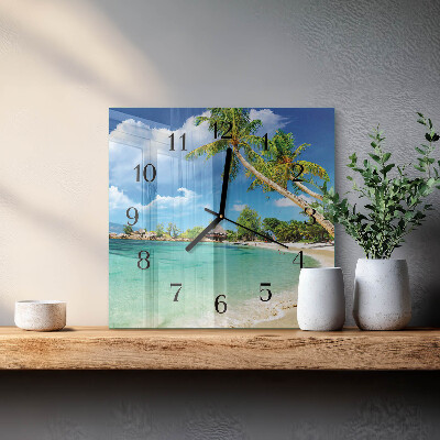 Wanduhr aus glas Strandpalmen