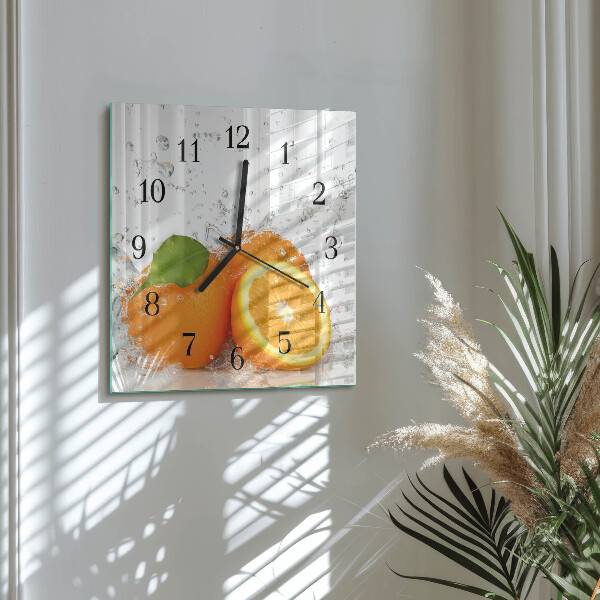 Wanduhr aus glas Orangen