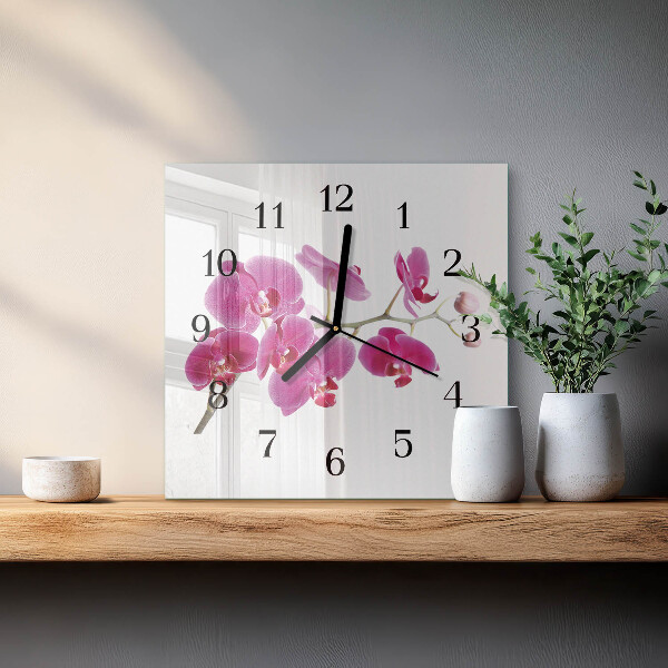 Wanduhr aus glas Orchidee
