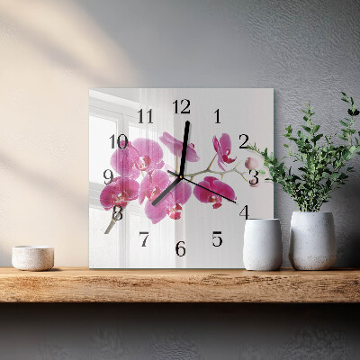 Wanduhr aus glas Orchidee