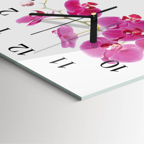 Wanduhr aus glas Orchidee
