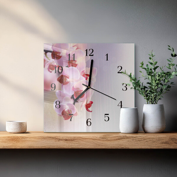 Wanduhr aus glas Orchidee