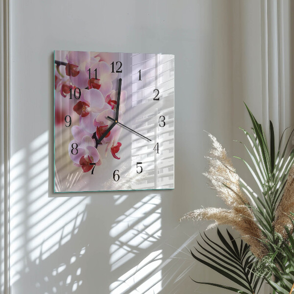 Wanduhr aus glas Orchidee