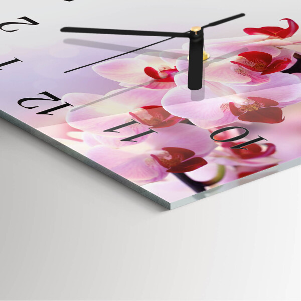 Wanduhr aus glas Orchidee
