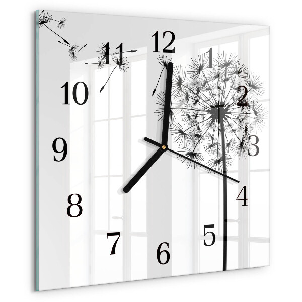 Wanduhr aus glas Löwenzahn