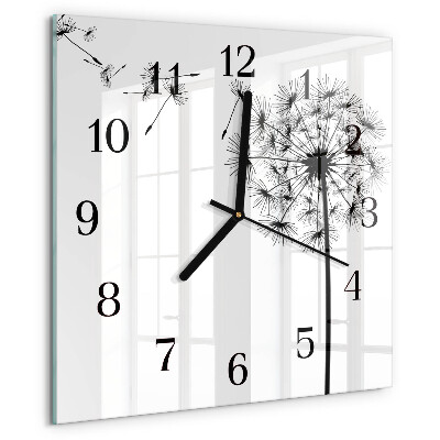 Wanduhr aus glas Löwenzahn