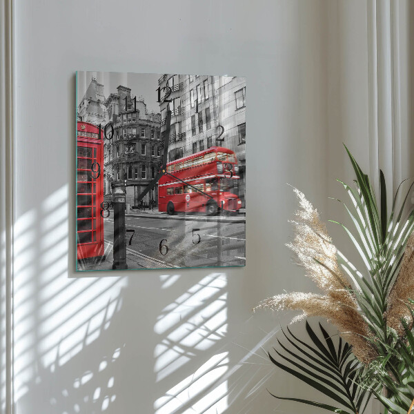Wanduhr aus glas Roter Bus
