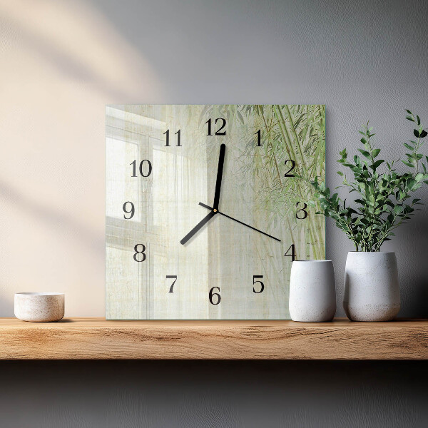 Wanduhr aus glas Bambuspflanze