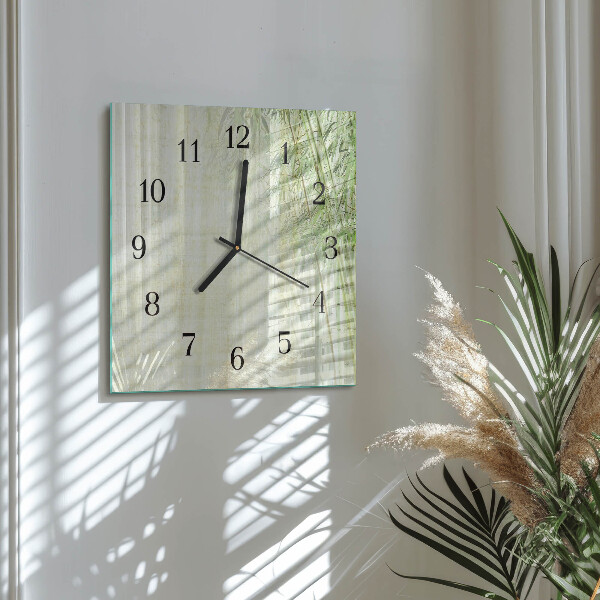 Wanduhr aus glas Bambuspflanze