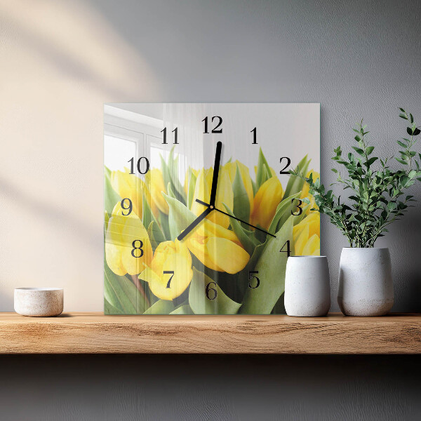 Wanduhr aus glas Tulpenblüten